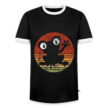 Frog Frogs Gift for Kids Funny Funny - Men's Ringer Shirt - black/white - Front - AI Model Female 172 light (172cm) & AI Model Male 178 light (178cm)