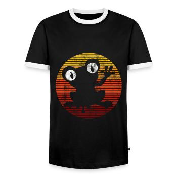 Frog Frogs Gift for Kids Funny Funny - Men's Ringer Shirt - black/white - Front - AI Model Female 172 light (172cm) & AI Model Male 178 light (178cm)