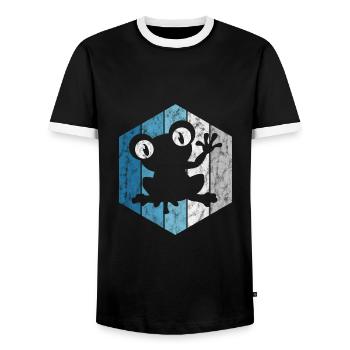 Frog Frogs Gift for Kids Funny Funny - Men's Ringer Shirt - black/white - Front - AI Model Female 172 light (172cm) & AI Model Male 178 light (178cm)
