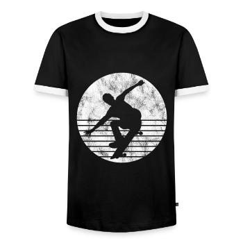 Skateboarder Skateboard Skater Skate Skateing - T-shirt contrasté Homme - noir/blanc - Devant - AI Model Female 172 light (172cm) & AI Model Male 178 light (178cm)