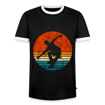 Skateboarder Skateboard Skater Skate Skateing - T-shirt contrasté Homme - noir/blanc - Devant - AI Model Female 172 light (172cm) & AI Model Male 178 light (178cm)