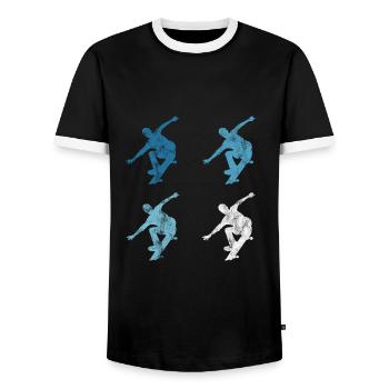 Skateboarder Skateboard Skater Skate Skateing - T-shirt contrasté Homme - noir/blanc - Devant - AI Model Female 172 light (172cm) & AI Model Male 178 light (178cm)