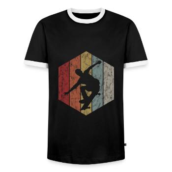 Skateboarder Skateboard Skater Skate Skateing - T-shirt contrasté Homme - noir/blanc - Devant - AI Model Female 172 light (172cm) & AI Model Male 178 light (178cm)