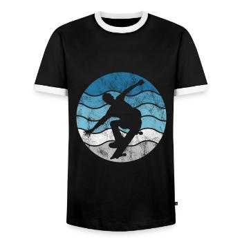 Skateboarder Skateboard Skater Skate Skateing - T-shirt contrasté Homme - noir/blanc - Devant - AI Model Female 172 light (172cm) & AI Model Male 178 light (178cm)