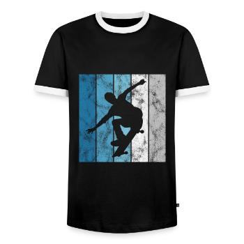 Skateboarder Skateboard Skater Skate Skateing - T-shirt contrasté Homme - noir/blanc - Devant - AI Model Female 172 light (172cm) & AI Model Male 178 light (178cm)