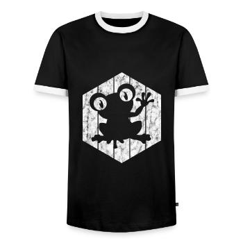 Frog Frogs Gift for Kids Funny Funny - Men's Ringer Shirt - black/white - Front - AI Model Female 172 light (172cm) & AI Model Male 178 light (178cm)