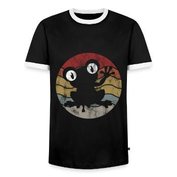 Frog Frogs Gift for Kids Funny Funny - Men's Ringer Shirt - black/white - Front - AI Model Female 172 light (172cm) & AI Model Male 178 light (178cm)