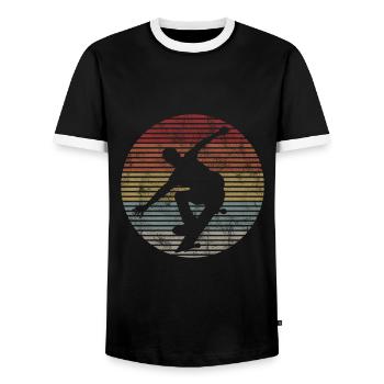 Skateboarder Skateboard Skater Skate Skateing - Men's Ringer Shirt - black/white - Front - AI Model Female 172 light (172cm) & AI Model Male 178 light (178cm)
