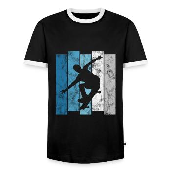 Skateboarder Skateboard Skater Skate Skateing - Men's Ringer Shirt - black/white - Front - AI Model Female 172 light (172cm) & AI Model Male 178 light (178cm)