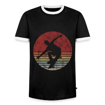 Skateboarder Skateboard Skater Skate Skateing - T-shirt contrasté Homme - noir/blanc - Devant - AI Model Female 172 light (172cm) & AI Model Male 178 light (178cm)
