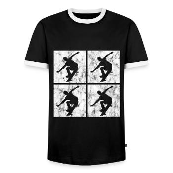 Skateboarder Skateboard Skater Skate Skateing - T-shirt contrasté Homme - noir/blanc - Devant - AI Model Female 172 light (172cm) & AI Model Male 178 light (178cm)