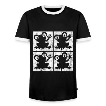 Frog Frogs Gift for Kids Funny Funny - Men's Ringer Shirt - black/white - Front - AI Model Female 172 light (172cm) & AI Model Male 178 light (178cm)