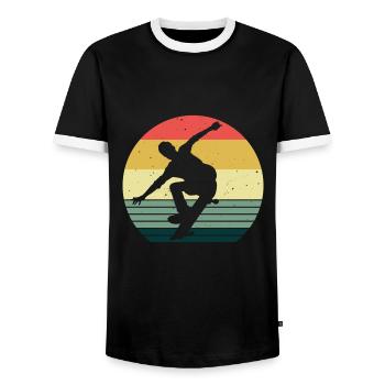 Skateboarder Skateboard Skater Skate Skateing - Men's Ringer Shirt - black/white - Front - AI Model Female 172 light (172cm) & AI Model Male 178 light (178cm)