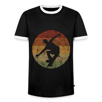 Skateboarder Skateboard Skater Skate Skateing - Men's Ringer Shirt - black/white - Front - AI Model Female 172 light (172cm) & AI Model Male 178 light (178cm)