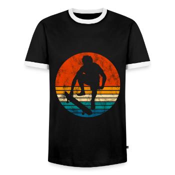 Skateboarder Skateboard Skater Skate Skateing - T-shirt contrasté Homme - noir/blanc - Devant - AI Model Female 172 light (172cm) & AI Model Male 178 light (178cm)