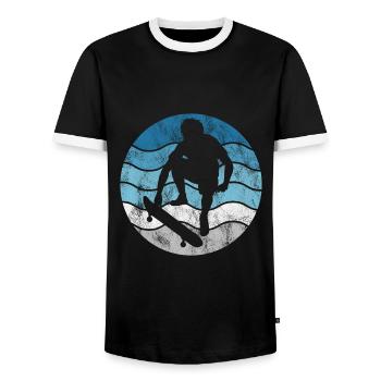 Skateboarder Skateboard Skater Skate Skateing - T-shirt contrasté Homme - noir/blanc - Devant - AI Model Female 172 light (172cm) & AI Model Male 178 light (178cm)