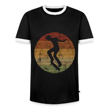 Skateur Skateboard Skateur Skater Skate - T-shirt contrasté Homme - noir/blanc - Devant - AI Model Female 172 light (172cm) & AI Model Male 178 light (178cm)