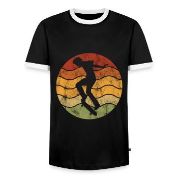 Skateboarder Skateboard Skater Skate Skateing - T-shirt contrasté Homme - noir/blanc - Devant - AI Model Female 172 light (172cm) & AI Model Male 178 light (178cm)
