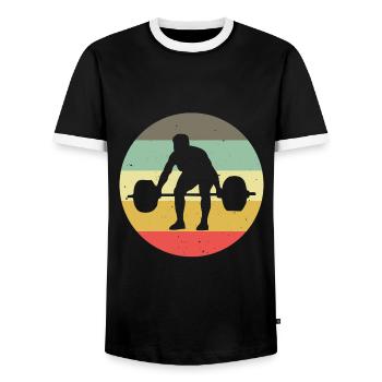 Bodybuilding Bodybuilder GYM Fitnessstudio Retro - Männer Kontrast-T-Shirt - Schwarz/Weiß - Vorne - AI Model Female 172 light (172cm) & AI Model Male 178 light (178cm)