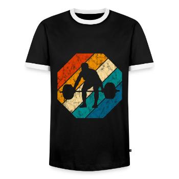 Bodybuilding Bodybuilder GYM Fitnessstudio Retro - Men's Ringer Shirt - black/white - Front - AI Model Female 172 light (172cm) & AI Model Male 178 light (178cm)