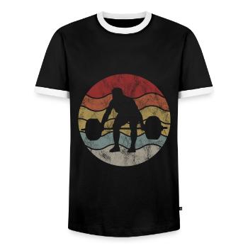 Bodybuilding Bodybuilder GYM Fitnessstudio Retro - Männer Kontrast-T-Shirt - Schwarz/Weiß - Vorne - AI Model Female 172 light (172cm) & AI Model Male 178 light (178cm)