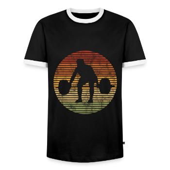 Musculation Musculation GYM Fitnessstudio Retro - T-shirt contrasté Homme - noir/blanc - Devant - AI Model Female 172 light (172cm) & AI Model Male 178 light (178cm)