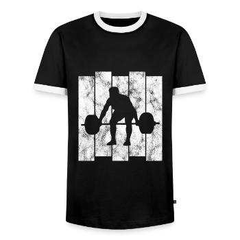 Musculation Musculation GYM Fitnessstudio Retro - T-shirt contrasté Homme - noir/blanc - Devant - AI Model Female 172 light (172cm) & AI Model Male 178 light (178cm)