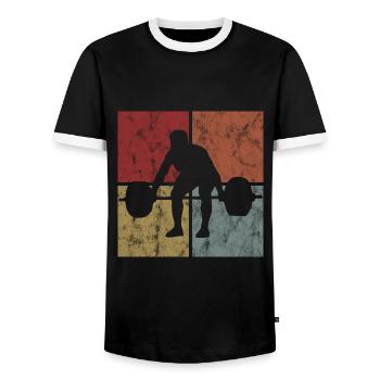 Musculation Bodybuilder GYM Fitnessstudio Retro - T-shirt contrasté Homme - noir/blanc - Devant - AI Model Female 172 light (172cm) & AI Model Male 178 light (178cm)