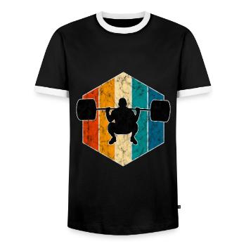 Bodybuilding Bodybuilder GYM Fitnessstudio Retro - Männer Kontrast-T-Shirt - Schwarz/Weiß - Vorne - AI Model Female 172 light (172cm) & AI Model Male 178 light (178cm)