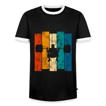 Musculation Bodybuilder GYM Fitnessstudio Retro - T-shirt contrasté Homme - noir/blanc - Devant - AI Model Female 172 light (172cm) & AI Model Male 178 light (178cm)