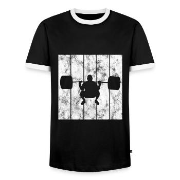 Bodybuilding Bodybuilder GYM Fitnessstudio Retro - Männer Kontrast-T-Shirt - Schwarz/Weiß - Vorne - AI Model Female 172 light (172cm) & AI Model Male 178 light (178cm)