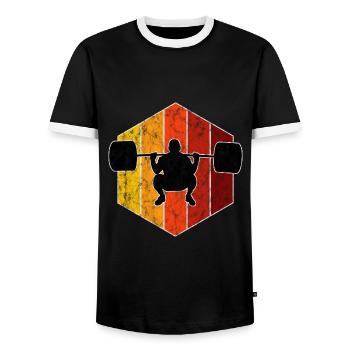 Bodybuilding Bodybuilder GYM Fitnessstudio Retro - Men's Ringer Shirt - black/white - Front - AI Model Female 172 light (172cm) & AI Model Male 178 light (178cm)