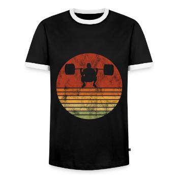 Bodybuilding Bodybuilder GYM Fitnessstudio Retro - Männer Kontrast-T-Shirt - Schwarz/Weiß - Vorne - AI Model Female 172 light (172cm) & AI Model Male 178 light (178cm)