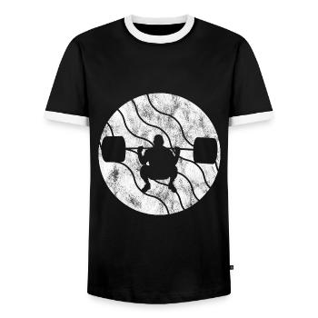 Bodybuilding Bodybuilder GYM Fitnessstudio Retro - Men's Ringer Shirt - black/white - Front - AI Model Female 172 light (172cm) & AI Model Male 178 light (178cm)