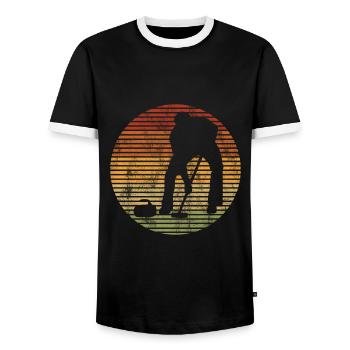 Curling sur glace Curling Retro Cadeau - T-shirt contrasté Homme - noir/blanc - Devant - AI Model Female 172 light (172cm) & AI Model Male 178 light (178cm)