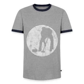 Eis Curling Curler Eisstockschießen Retro Geschenk - Männer Kontrast-T-Shirt - Grau/Navy  - Vorne - AI Model Female 172 light (172cm) & AI Model Male 178 light (178cm)