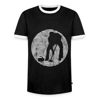 Eis Curling Curler Eisstockschießen Retro Geschenk - Männer Kontrast-T-Shirt - Schwarz/Weiß - Vorne - AI Model Female 172 light (172cm) & AI Model Male 178 light (178cm)
