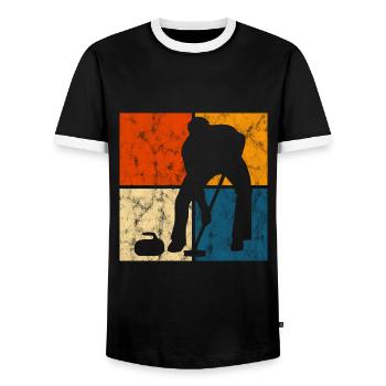 Curling sur glace Curling Retro Cadeau - T-shirt contrasté Homme - noir/blanc - Devant - AI Model Female 172 light (172cm) & AI Model Male 178 light (178cm)