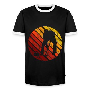 Curling sur glace Curling Retro Cadeau - T-shirt contrasté Homme - noir/blanc - Devant - AI Model Female 172 light (172cm) & AI Model Male 178 light (178cm)