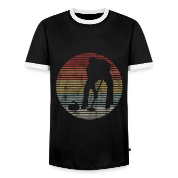 Curling sur glace Curling Retro Cadeau - T-shirt contrasté Homme - noir/blanc - Devant - AI Model Female 172 light (172cm) & AI Model Male 178 light (178cm)