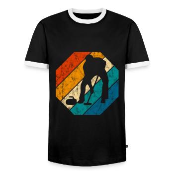 Ice Curling Curler Curling Retro Gift - Men's Ringer Shirt - black/white - Front - AI Model Female 172 light (172cm) & AI Model Male 178 light (178cm)