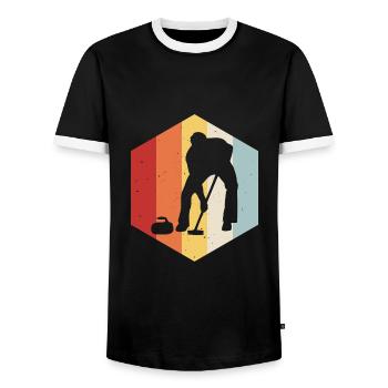 Curling sur glace Curling Retro Cadeau - T-shirt contrasté Homme - noir/blanc - Devant - AI Model Female 172 light (172cm) & AI Model Male 178 light (178cm)