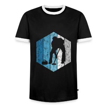 Curling sur glace Curling Retro Cadeau - T-shirt contrasté Homme - noir/blanc - Devant - AI Model Female 172 light (172cm) & AI Model Male 178 light (178cm)