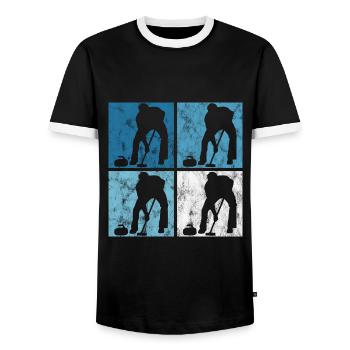 Curling sur glace Curling Retro Cadeau - T-shirt contrasté Homme - noir/blanc - Devant - AI Model Female 172 light (172cm) & AI Model Male 178 light (178cm)