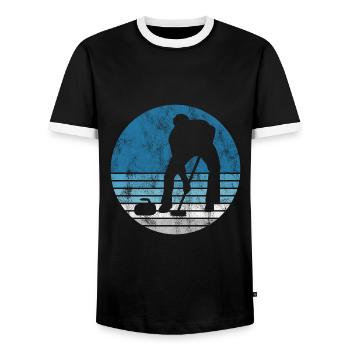 Curling sur glace Curling Retro Cadeau - T-shirt contrasté Homme - noir/blanc - Devant - AI Model Female 172 light (172cm) & AI Model Male 178 light (178cm)
