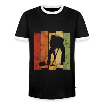Curling sur glace Curling Retro Cadeau - T-shirt contrasté Homme - noir/blanc - Devant - AI Model Female 172 light (172cm) & AI Model Male 178 light (178cm)
