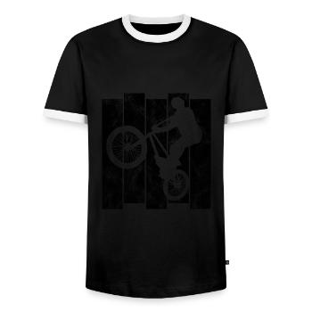 BMX Bike Bike Retro Gift Bicycle Motocross - Men's Ringer Shirt - black/white - Front - AI Model Female 172 light (172cm) & AI Model Male 178 light (178cm)