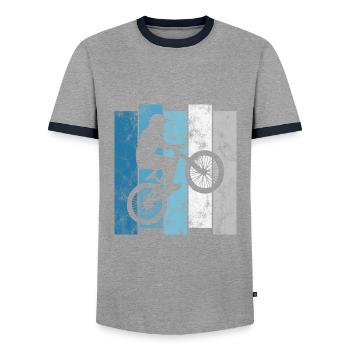 BMX Bike Bike Retro Gift Bicycle Motocross - Men's Ringer Shirt - grey/navy  - Front - AI Model Female 172 light (172cm) & AI Model Male 178 light (178cm)
