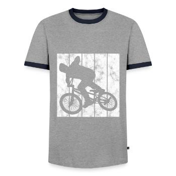 BMX Bike Bike Retro Gift Bicycle Motocross - Men's Ringer Shirt - grey/navy  - Front - AI Model Female 172 light (172cm) & AI Model Male 178 light (178cm)