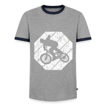 BMX Bike Bike Retro Gift Bicycle Motocross - Men's Ringer Shirt - grey/navy  - Front - AI Model Female 172 light (172cm) & AI Model Male 178 light (178cm)
